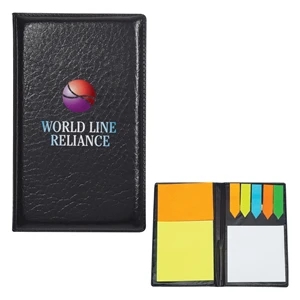 Leather Look Padfolio With Sticky Notes & Flags | https://www.bestnamebadges.com