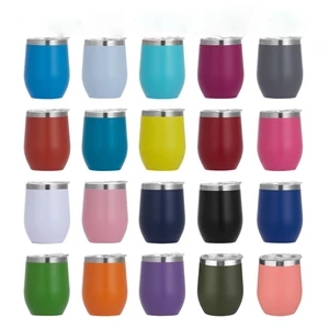 12oz Powder Coated Vacuum Insulated Wine Tumbler With Lid