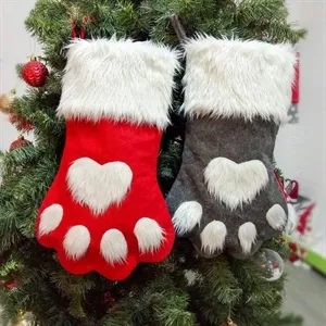 Pet Christmas Stocking Dog Paw Plaid
