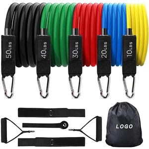 Resistance Bands Set (11pcs) Handles-Stackable Up to 150 lbs | https://www.bestnamebadges.com