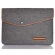 Felt Laptop Sleeve w/ Leather Rim Flip Top & Button Closure | https://www.bestnamebadges.com
