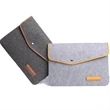 Felt Laptop Sleeve w/ Leather Rim Flip Top & Button Closure | https://www.bestnamebadges.com