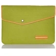 Felt Laptop Sleeve w/ Leather Rim Flip Top & Button Closure | https://www.bestnamebadges.com