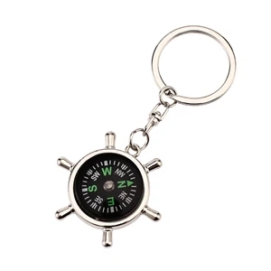 Helmsman Shape Keychain with Compass Decoration
