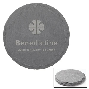 Natural Slate Stone Round Coaster | https://www.bestnamebadges.com