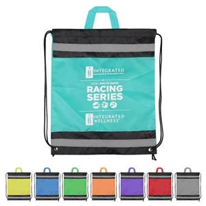 Reflective Sports Drawstring Backpack w/Carrying Handle