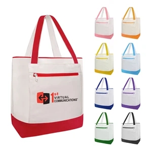 14oz Canvas Tote Bag w/Zipper Closure & Front Pocket