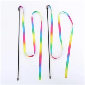 Cat Rainbow Wand String Teaser Toys | https://www.bestnamebadges.com