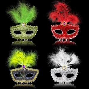 Light Up Feathers Fancy Mardi Gras Mask