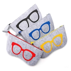 Felt Cloth Zipper Eyeglass Case