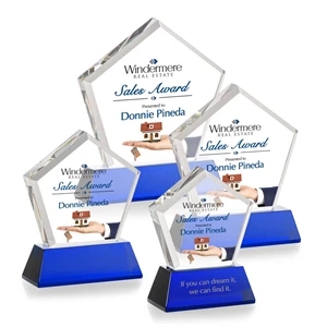 Genosee VividPrint™ Award on Base - Blue | https://www.bestnamebadges.com