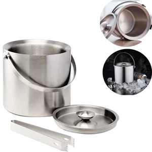 3L Double-wall Ice Bucket with Lid and Tong