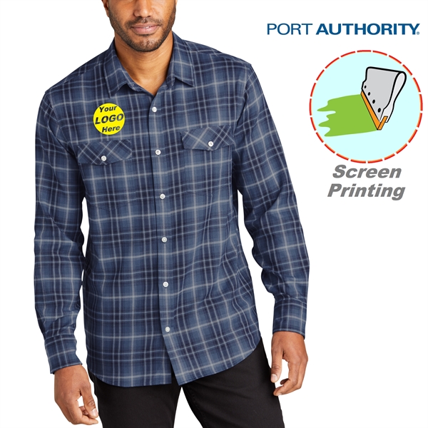 Port Authority Long Sleeve Ombre Plaid Shirt