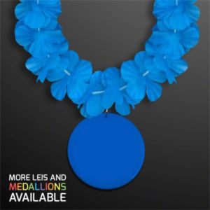 Blue Flower Lei Necklace with Medallion (Non-Light Up)