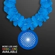 Blue Flower Lei Necklace with Medallion (Non-Light Up) | https://www.bestnamebadges.com