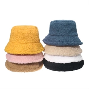 Women Faux Lambs Wool Bucket Hats