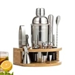 Cocktail Shaker Making Set Semicircle Eco Bamboo Stand | https://www.bestnamebadges.com