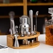 Cocktail Shaker Making Set Semicircle Eco Bamboo Stand | https://www.bestnamebadges.com