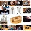 Cocktail Shaker Making Set Semicircle Eco Bamboo Stand | https://www.bestnamebadges.com