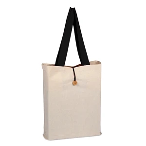 Canvas Button-up Tote with  Color Handles