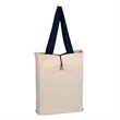 Canvas Button-up Tote with  Color Handles | https://www.bestnamebadges.com