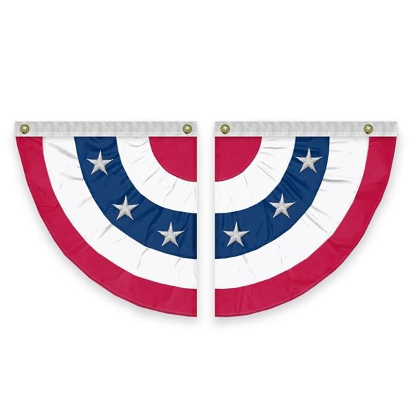 USA Pleated Half Fan With Stars 4' x 4'