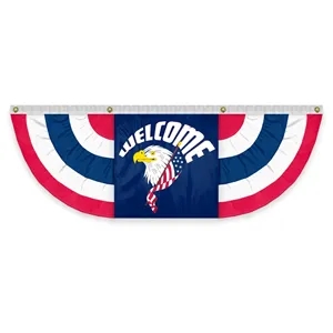 USA Pleated Full Fan With Welcome Eagle Head Center | https://www.bestnamebadges.com