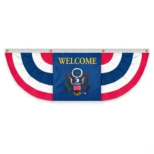 USA Pleated Full Fan With Welcome Eagle Center | https://www.bestnamebadges.com