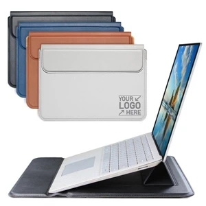 Laptop Sleeve Case PU Leather With Stand Function | https://www.bestnamebadges.com