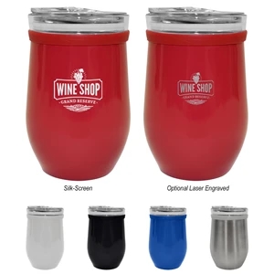 8 Oz. Glass And Stainless Steel Wine Tumbler | https://www.bestnamebadges.com