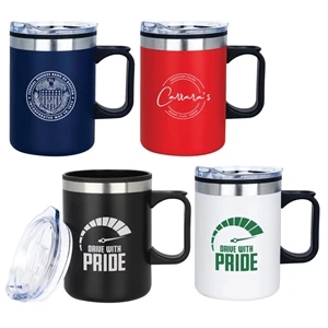 Laurie 14 oz. Double Walled Stainless Steel Camper Mug | https://www.bestnamebadges.com
