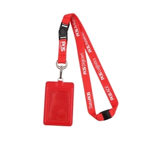Leather Badge Holder Lanyard w/Detachable Buckle Key Ring