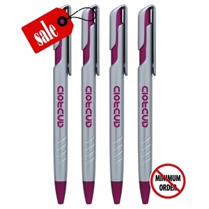 Closeout Silver "Successive" Click Grip Pen - No Minimum