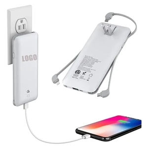 10000mAh Power Bank w/Built-in AC Wall Plug Cables | https://www.bestnamebadges.com
