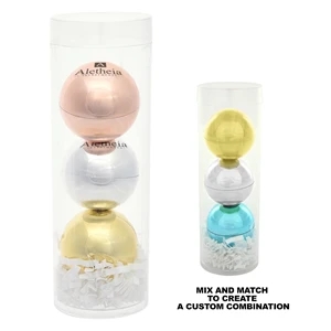 3-Piece Metallic Lip Moisturizer Ball Tube Gift Set | https://www.bestnamebadges.com