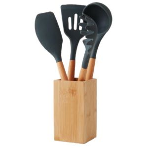 5-piece Bamboo with Silicone Kitchen Utensil Set