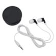 Earbuds In Round Plastic Case | https://www.bestnamebadges.com