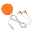 Earbuds In Round Plastic Case | https://www.bestnamebadges.com