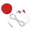 Earbuds In Round Plastic Case | https://www.bestnamebadges.com