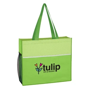 Non-Woven Wave Design Tote Bag | https://www.bestnamebadges.com