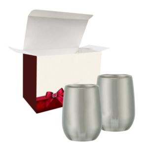 9 Oz. Stemless Wine Glass Set In Custom Box | https://www.bestnamebadges.com