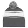 Two-Tone Knit Pom Beanie With Cuff | https://www.bestnamebadges.com