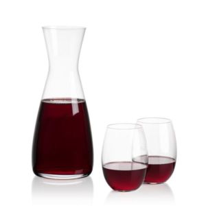 Portofino Carafe & Carlita Stemless Wine | https://www.bestnamebadges.com