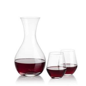 Adelita Carafe & Reina Stemless Wine | https://www.bestnamebadges.com