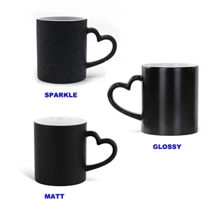11oz Color Changing Sublimation Ceramic Mug with Heart Handl | https://www.bestnamebadges.com