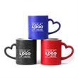 11oz Color Changing Sublimation Ceramic Mug with Heart Handl | https://www.bestnamebadges.com