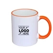 11oz Colorful Rim Handle White Ceramic Mug | https://www.bestnamebadges.com