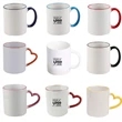 11oz Colorful Rim Handle White Ceramic Mug | https://www.bestnamebadges.com
