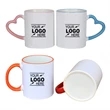 11oz Colorful Rim Handle White Ceramic Mug | https://www.bestnamebadges.com