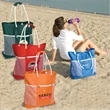 Seaside tote bag with customized logo | https://www.bestnamebadges.com